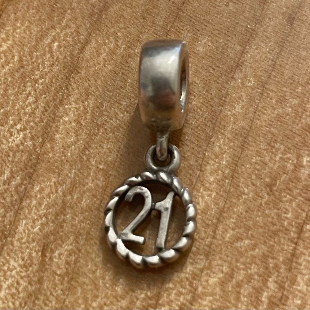 Authentic Pandora retired Happy 21 birthday dangle charm